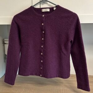 VTG Lord & Taylor 2 Ply Cashmere Cardigan Old Money Womens M Purple Quiet Luxury